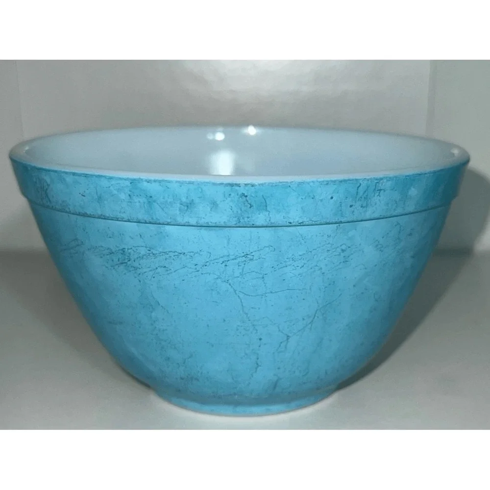 Pyrex Blue Primary Mixing Bowl 1.5 pint 401 Vintage MCM Nesting Turquoise Glass